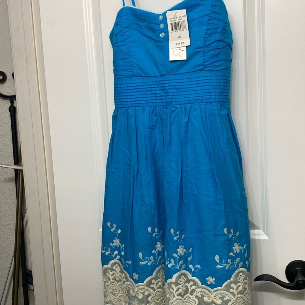 NWT Speechless Juniors Dress - size 11 - blue with spaghetti straps and back zip
